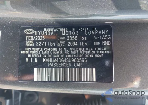 2025 Hyundai Elantra Sel Sport from USA, damaged, VIN KMHLM4DG4SU980596